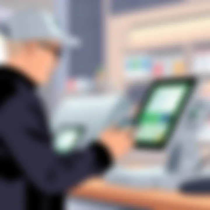 Business Owner Engaged with Clover POS Business owner utilizing Clover Point of Sale system