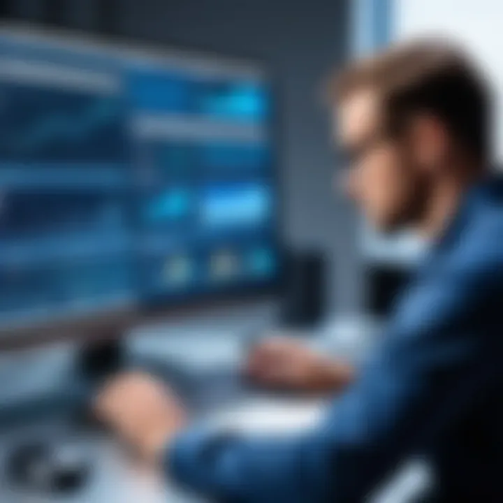 A technician analyzing data trends related to equipment performance.