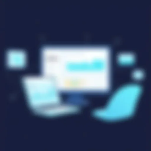 KYC Software Interface and Analytics Overview Illustration of KYC software interface with data analytics