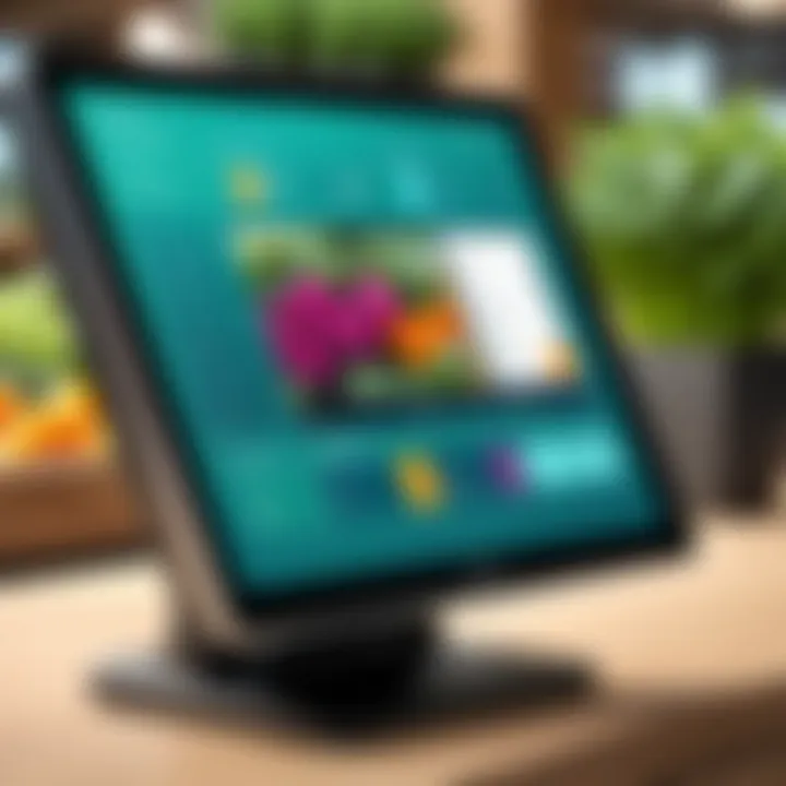 Close-up of a touchscreen POS system displaying sales information