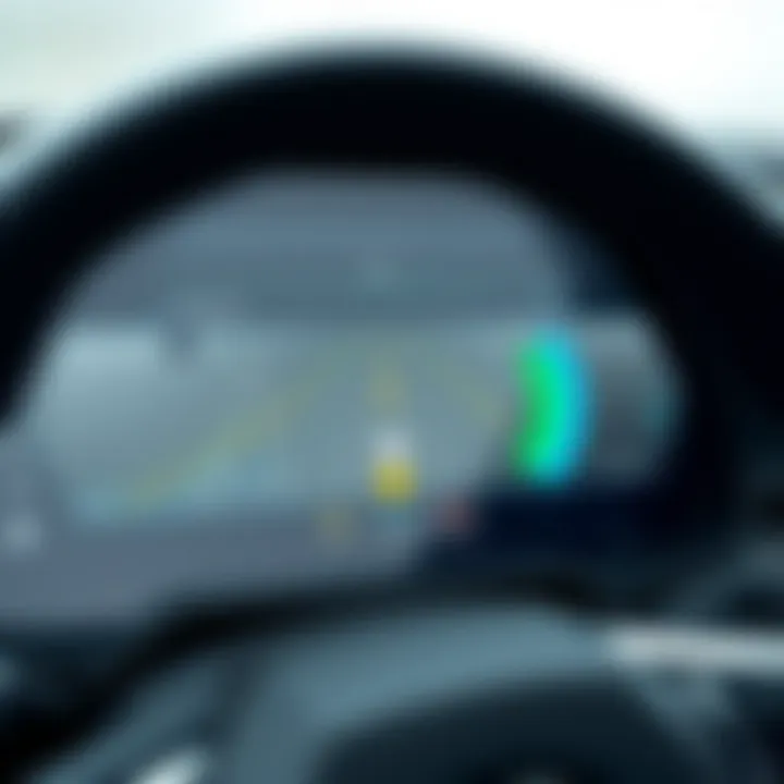 Technology Interface of SafeDrive System A close-up view of the technology interface of a SafeDrive system displaying real-time data.