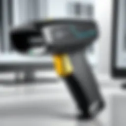 A modern barcode scanner in action