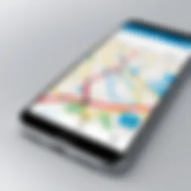 Sales Route Planning on Mobile An illustration of a mobile device with a sales route planning app.