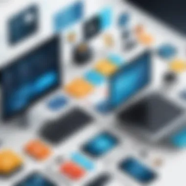 A diverse range of software icons representing different industries