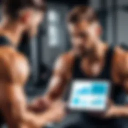 A personal trainer analyzing client data on a tablet