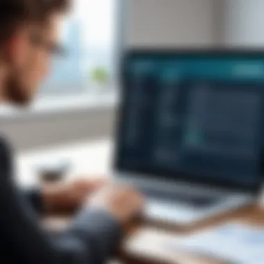 User Engaging with Tax Software A person engaging with tax return software on a laptop