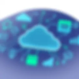 Cloud computing concept with financial data visualization