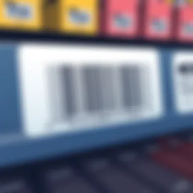 Square Barcode Detail Close-up of a square barcode on a product shelf