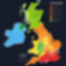 A detailed map of the UK highlighting address verification zones